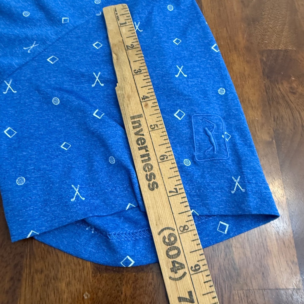 PGA Tour Mens XL Blue Heathered Golf Polo Shirt Short Sleeve Geometric Print - Picture 7 of 8